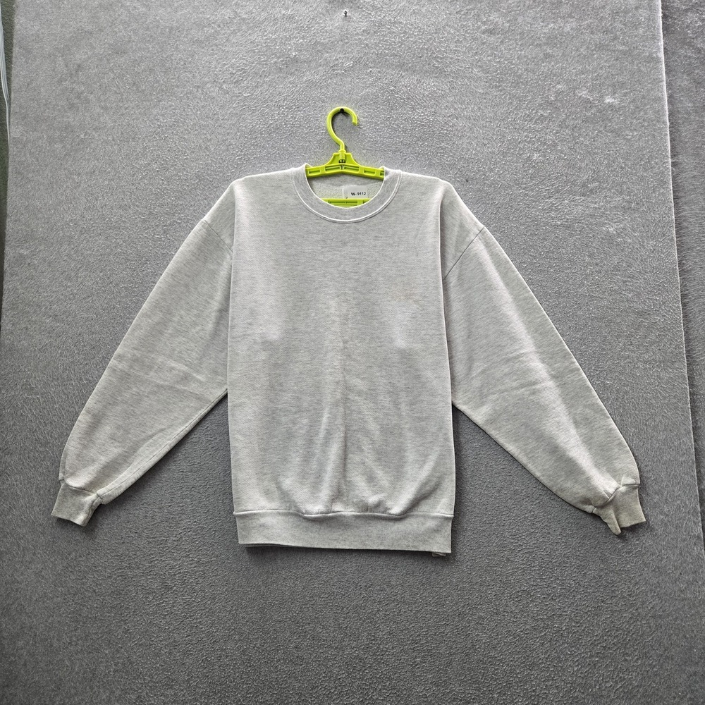 VINTAGE Jerzees Men Sweatshirt L Gray Fleece Long Sleeve 90s Made In USA READ